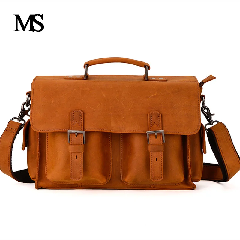 Мужская сумка из натуральной кожи Повседневная Сумка тоут через плечо мужская