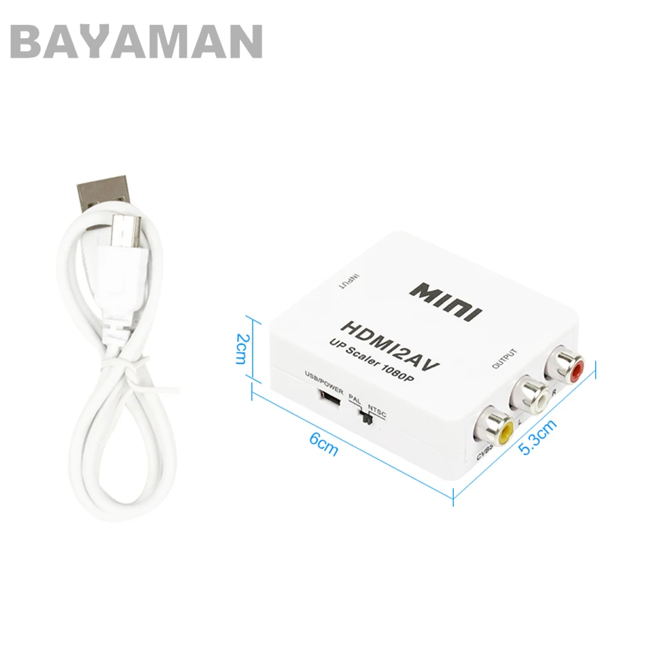 Мини преобразователь видео HD 1 шт. HDMI в RCA AV/CVSB L/R поддержка видеосигнала NTSC PAL выход