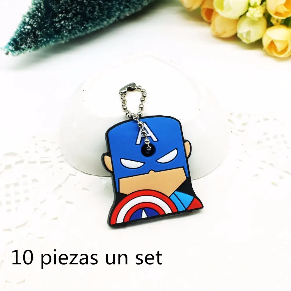 10 captain 10 шт. в наборе, брелок для ключей с животными, мультяшный брелок, аниме, Марио, Гарфилд, брелок для ключей, супер ее брелок для ключей, детский брелок для ключей с автомобилем - Цвет: 10 captain