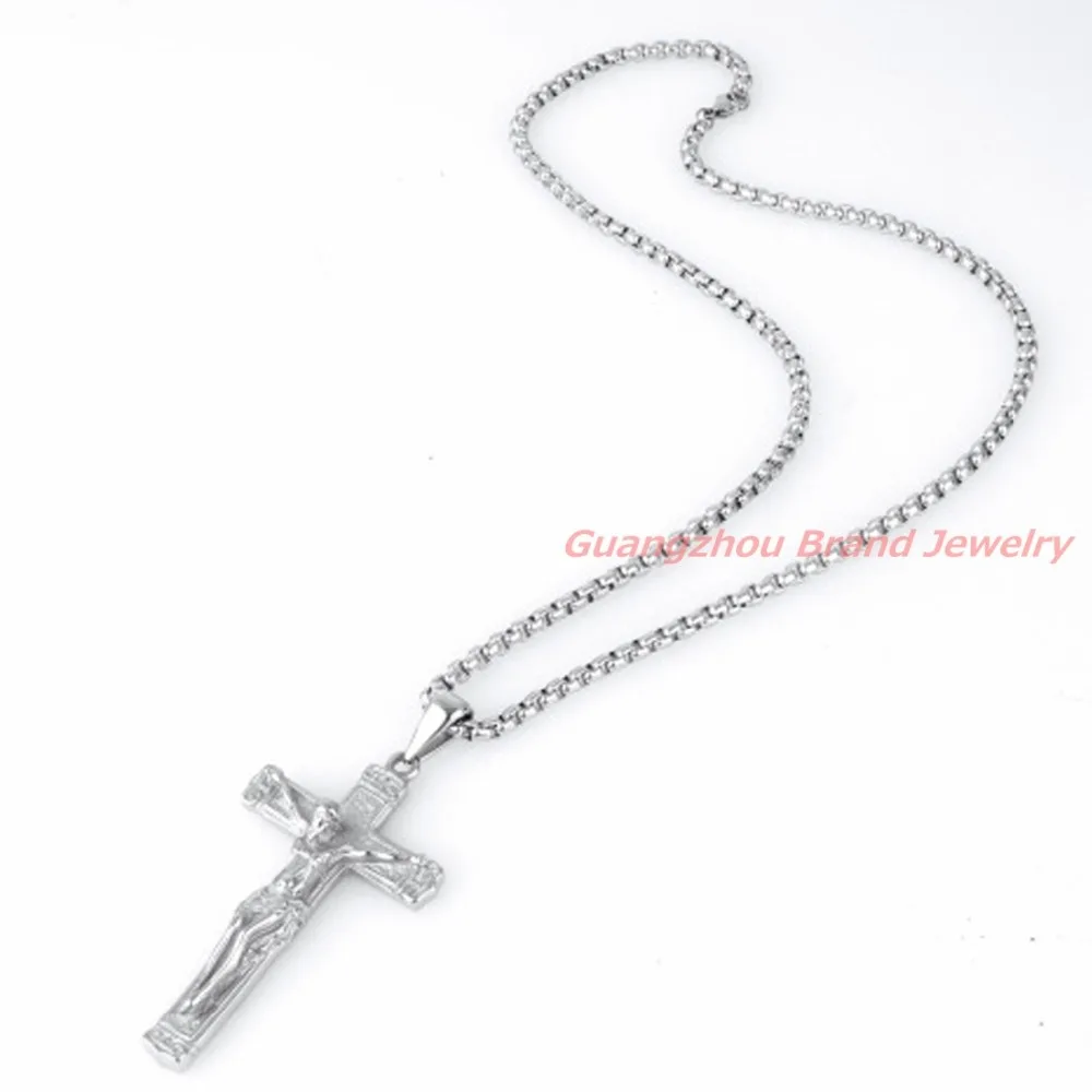 Цепочка с кулоном из нержавеющей стали 316L ожерелье крестом и изображением Иисуса