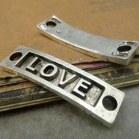 

30pcs 10*36mm antique silver love linking connection joins Wholesale DIY jewellery weddig valentines accessories pendants metal