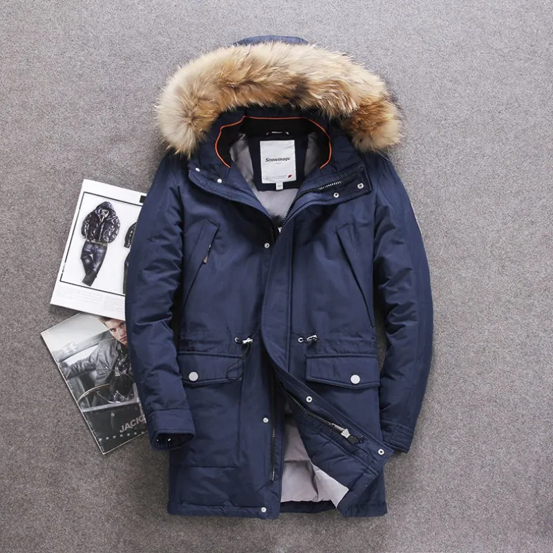 dark blue 3610 Зимний пуховик для мужчин, европейский и американский воротник, утиный пух, куртка, минус 40 градусов, теплое пальто, размер 48-56, S501 - Цвет: dark blue 3610