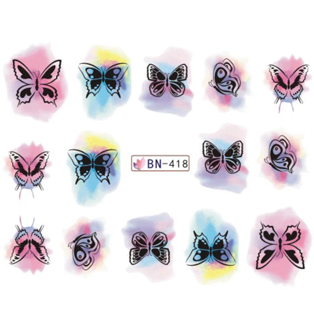 12 видов конструкций наклейки для переноса воды животные цветок акварель ногтей