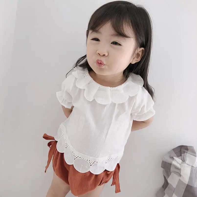 girls t shirts Летняя хлопковая белая футболка с короткими рукавами детская одежда для девочек детские топы и блузки для малышей рубашка для маленьких девочек JW7468 - Цвет: girls t shirts