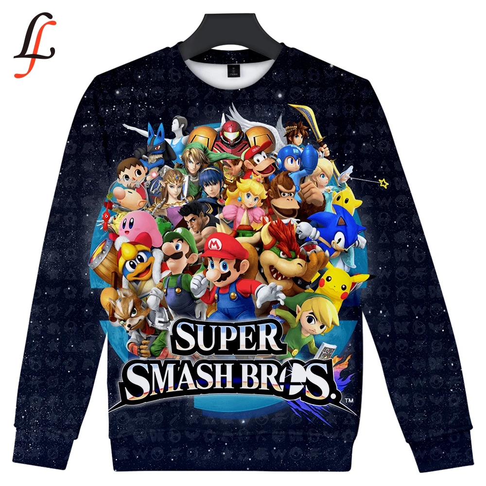 Super Smash Bros. Повседневные толстовки с 3D принтом для женщин и мужчин хит продаж Harajuku