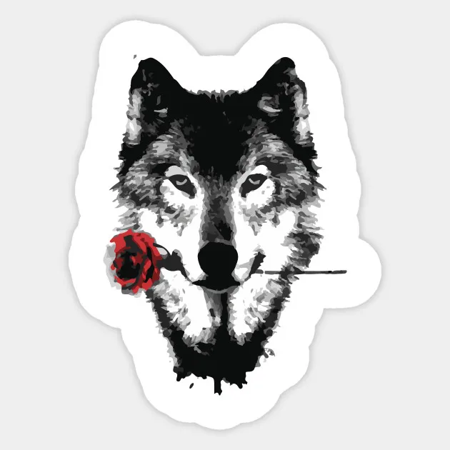 1 шт. стикер с изображением волка и розы водонепроницаемый для ноутбука мотоцикла