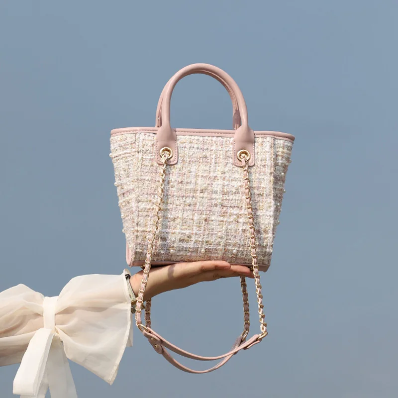 Новинка 2021 Сумка с жемчугом benviching модные женские шерстяные вязаные сумки