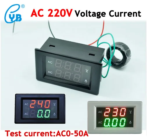 Цифровой вольтметр Амперметр YB4835VA AC 60 300 в 50 А светодиодный двойной дисплей