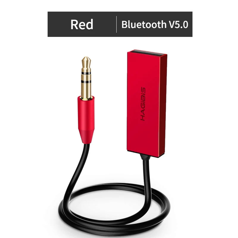Alloy Red Bluetooth-приемник hagides с адаптером Bluetooth 5,0, AUX аудио разъем 3,5 мм, стерео беспроводной передатчик для автомобильных динамиков, наушников - Цвет: Alloy Red