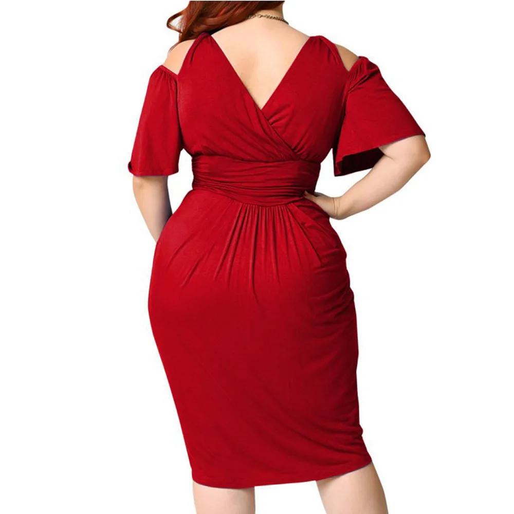 Модное женское мягкое платье размера плюс с v-образным вырезом без бретелек