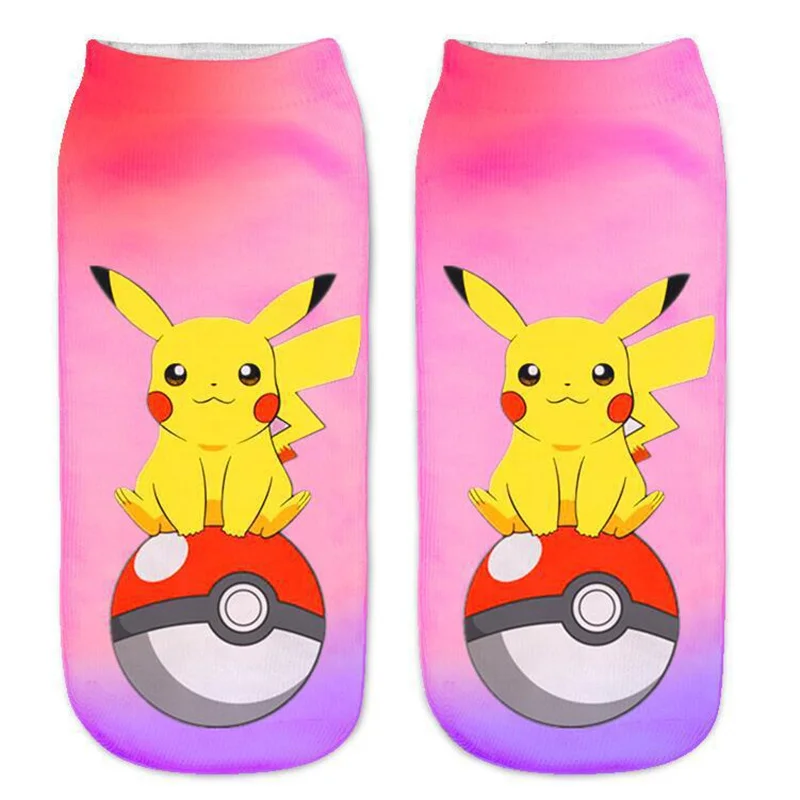 4 Dreamlikelin 3D милые носки 1 пара Harajuku Kawaii Pokemon лодыжки женские носки с принтом Пикачу - Цвет: 4