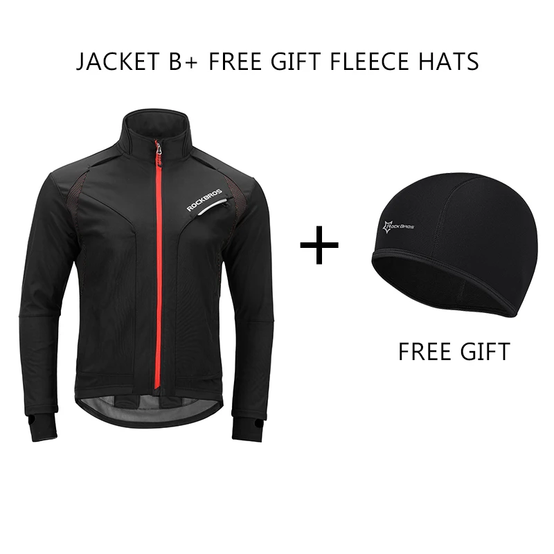 only jacket B ROCKBROS, комплект для велоспорта, Зимняя Теплая Флисовая спортивная одежда, ветрозащитная куртка, брюки, спортивный костюм унисекс для мужчин и женщин, комплект одежды - Цвет: only jacket B