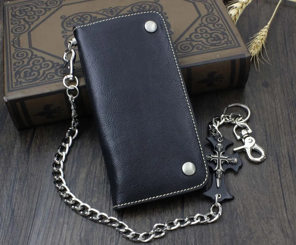 Мужской кошелек из натуральной кожи для езды на мотоцикле|wallet with|wallet with skullbiker wallet