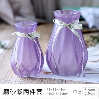 purple 2 шт. ins цвет стекло ваза с ораментами для предметы домашнего обихода аксессуары офисный стол букеты цветок вазы горшок статуэтки - Цвет: purple