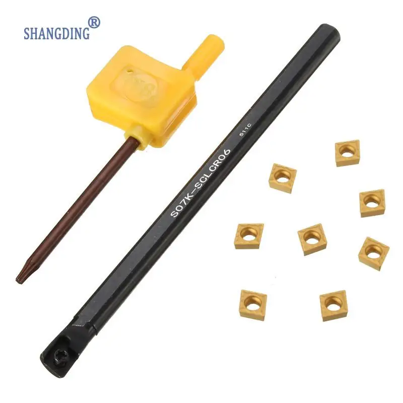 

Wholesale Price 7x125MM S07K-SCLCR06 Holder +8PCS CCMT0602+ 1Wrench LatheTurning Tool Boring Bar Best Price NEW