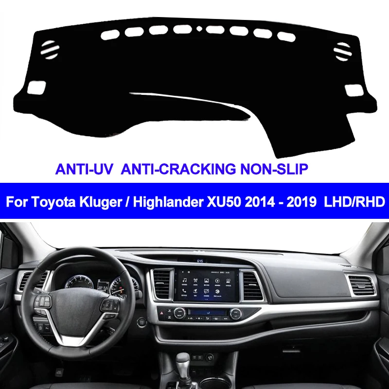 

2 Layers Car Inner Dashboard Cover Pad Carpet Dash Mat Sun Shade For Toyota Kluger Highlander XU50 2014 - 2017 2018 2019 LHD RHD