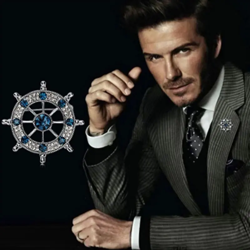 Модные брендовые броши для мужчин дизайн руля горный хрусталь позолота