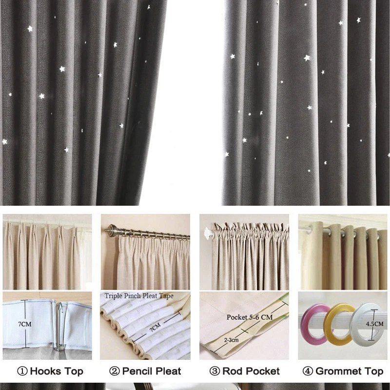 

Modern Hollow Star Faux Linen Blackout Curtains for Living Room Bedroom Curtains Window Curtains for the Bedroom Custom Made