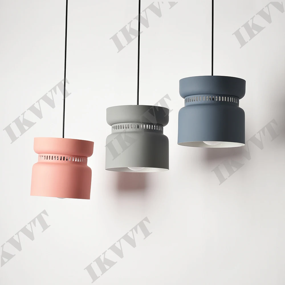 Модная художественная декоративная лампа цилиндрический абажур розовый синий