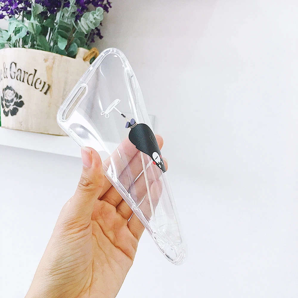 Хороший прозрачный милый мультфильм японский медведь чехол для iphone X 7 plus 8 плюс