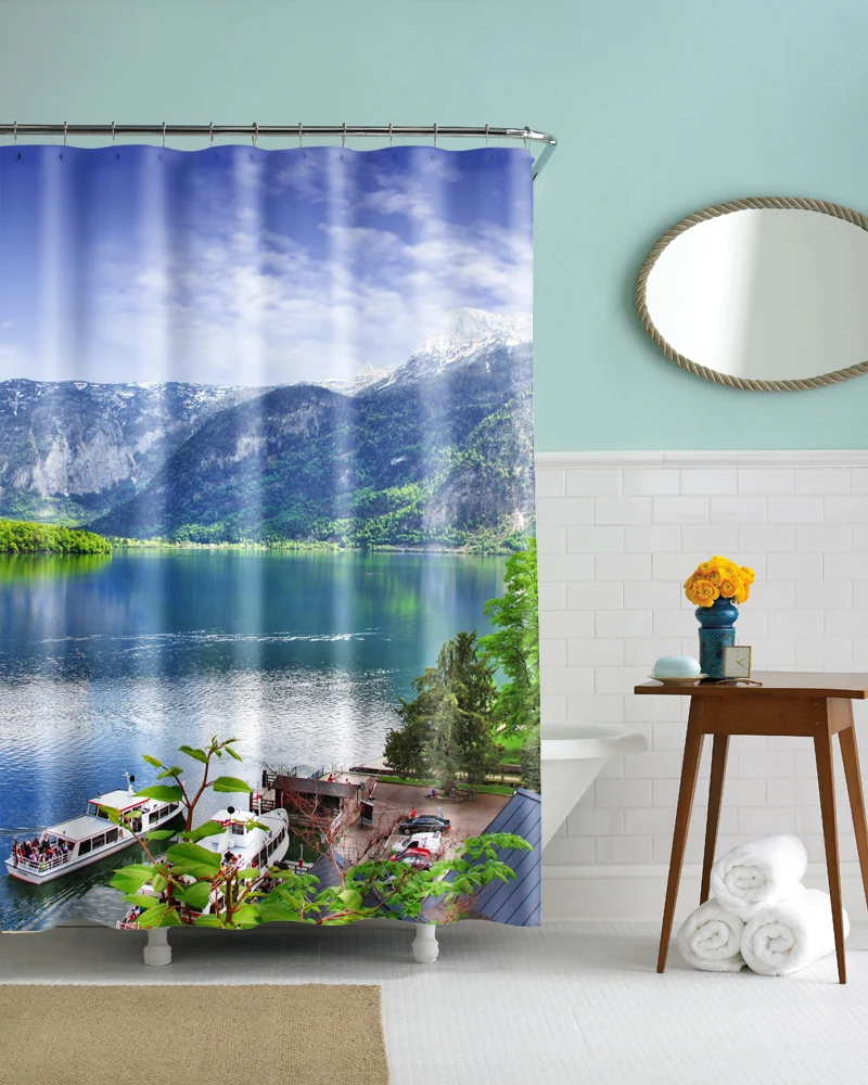 Печать водонепроницаемый Душ занавеска горы фотографии | Дом и сад