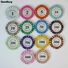 Набор покерных чипов Crown 9 шт.компл., глиняные чипы с номинальной стоимостью, покерные чипы, покерные чипы, чипы для казино