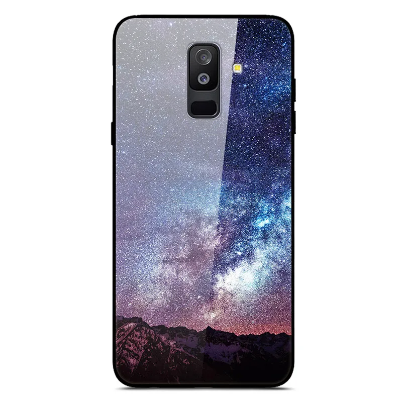 Для samsung Galaxy A6 Plus чехол из закаленного стекла с изображением планеты Космос чехол-накладка для samsung A6 Plus A605F+ жесткий чехол из поликарбоната
