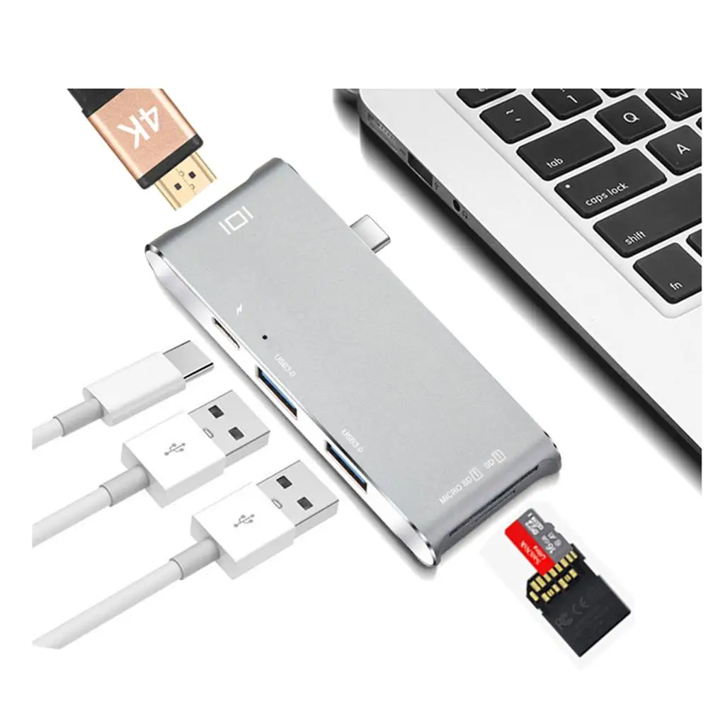 Концентратор USB Type C к HDMI 4k адаптер с SD/Micro SD кардридер 3 0 порт питания комбо для MacBook
