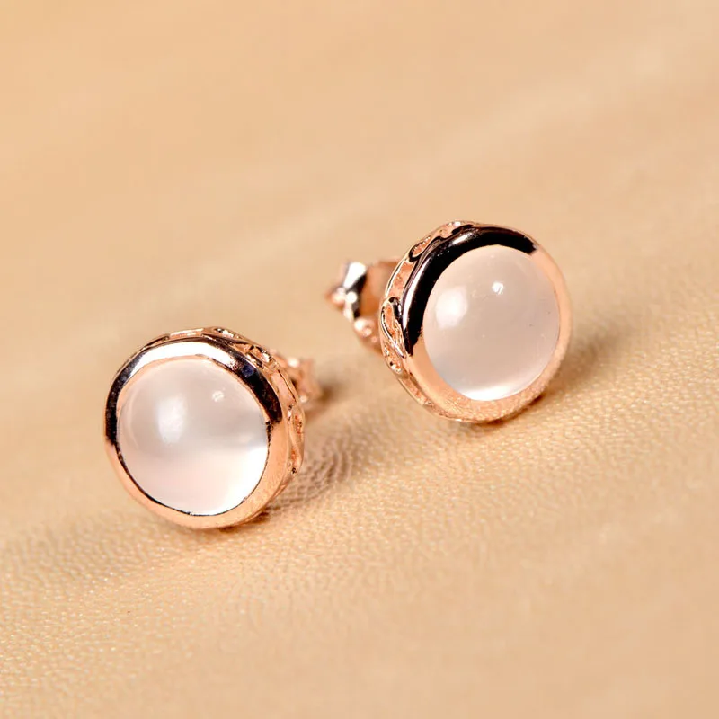 Very Thai 925 Silver Earrings natural imported Moonstone gold-plated earrings fashion all-match | Украшения и аксессуары