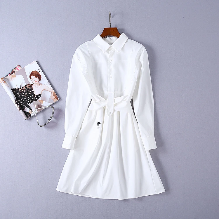 

Runway Dresses Summer Womens new High Quality fashion Dress Brand white shirt Luxury Dress Women's Clothing