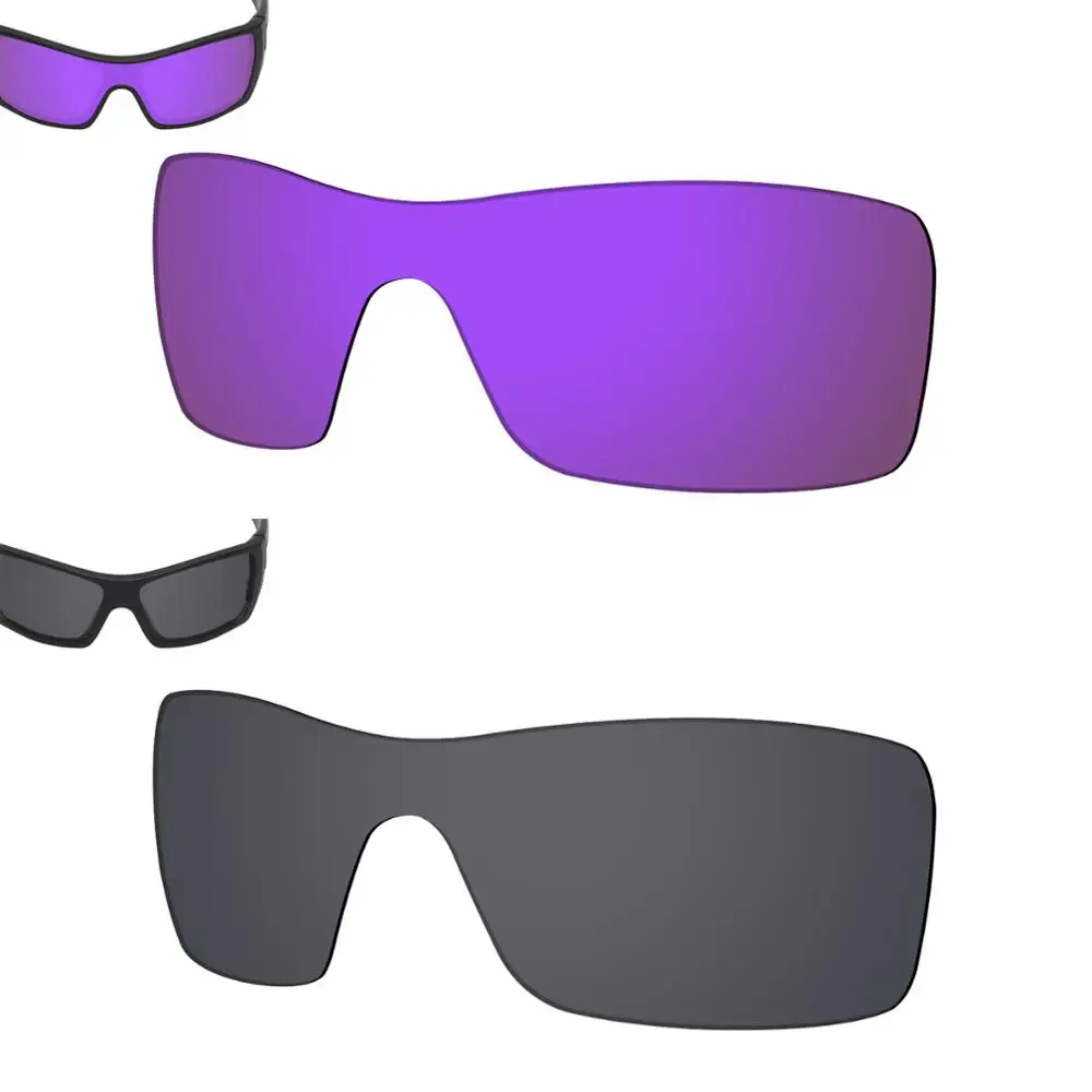 SmartVLT 2 Pieces Polarized Sunglasses Replacement Lenses for Oakley Batwolf-Violet Purple and Solid Black