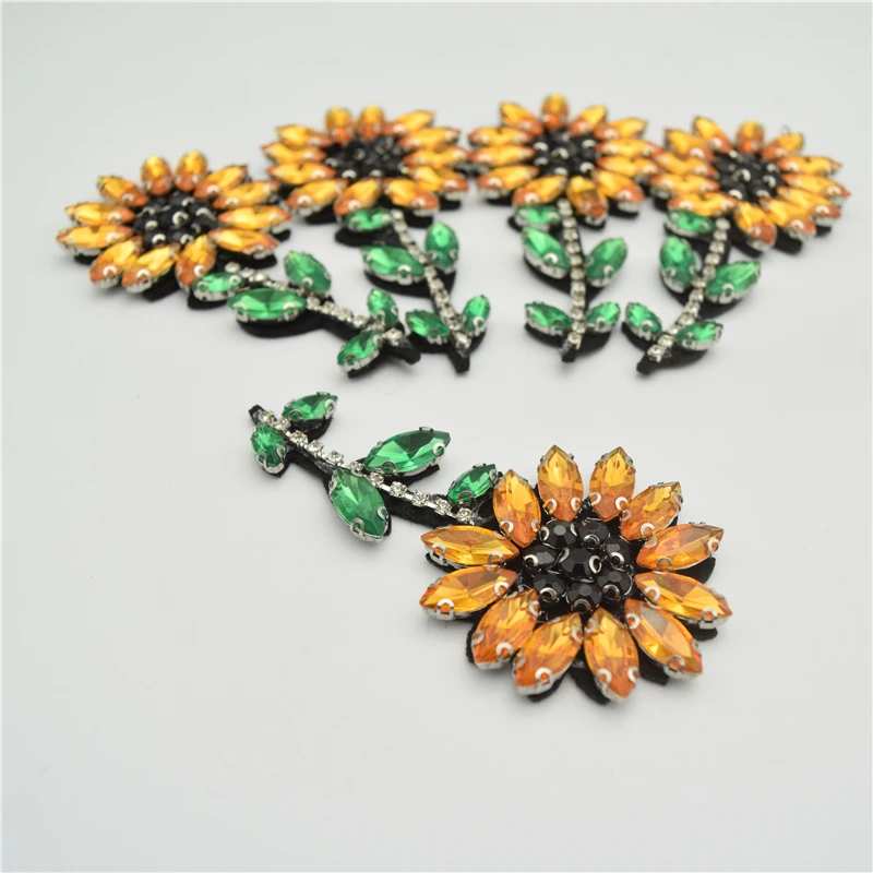 12 шт. жёлтые акриловые камни в виде подсолнечника и горного хрусталя бисер