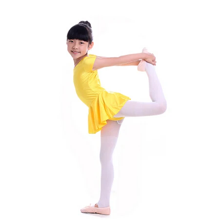 Short Yellow Гимнастическое трико с длинными рукавами; одежда для балерины; скидка; Roupa De Bailarina; платье балерины для девочек; танцевальные костюмы - Цвет: Short Yellow