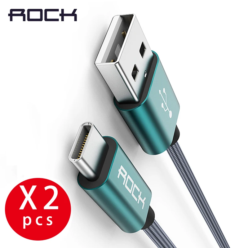 ROCK 2 шт. Дата usb type C кабель для Galaxy S9 Металл 2А Быстрая зарядка samsung Honor OPPO Vivo USB 3