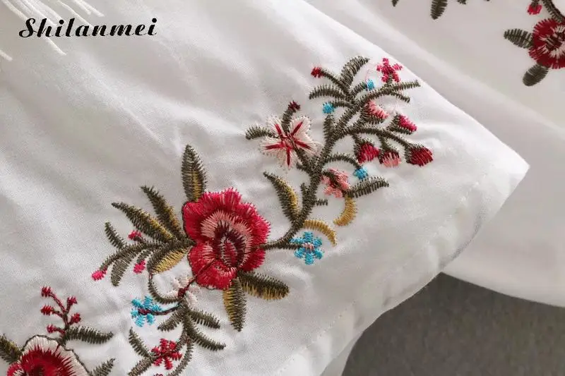Модная Цветочная вышивка блузка Для женщин кисточкой из сетчатой ткани с