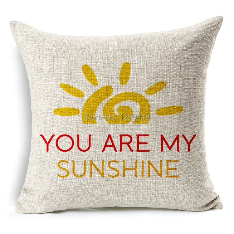 You are my sunshine pattern pillowcase home decorative cotton linen throw pillow/cushion for sofa/chair/car/decor | Дом и сад