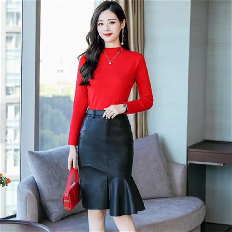 Женский костюм-двойка свитер + юбка Осень-зима 2019 |