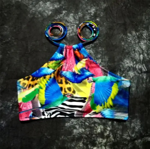 2018 г. разноцветный комплект бикини Женский бандажный купальник с лямкой на шее