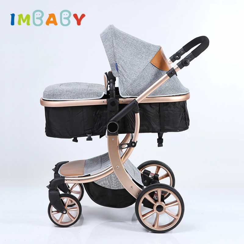 IMBABY Luxury 2 в 1 детская коляска с высоким ландшафтом для новорожденного складной