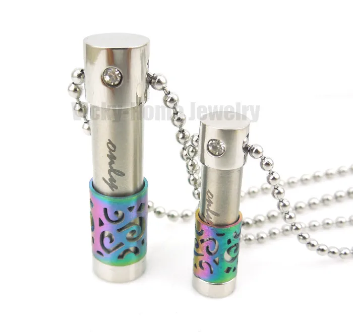 Бесплатная доставка пара радужных подвесок для эфирного масла из нержавеющей