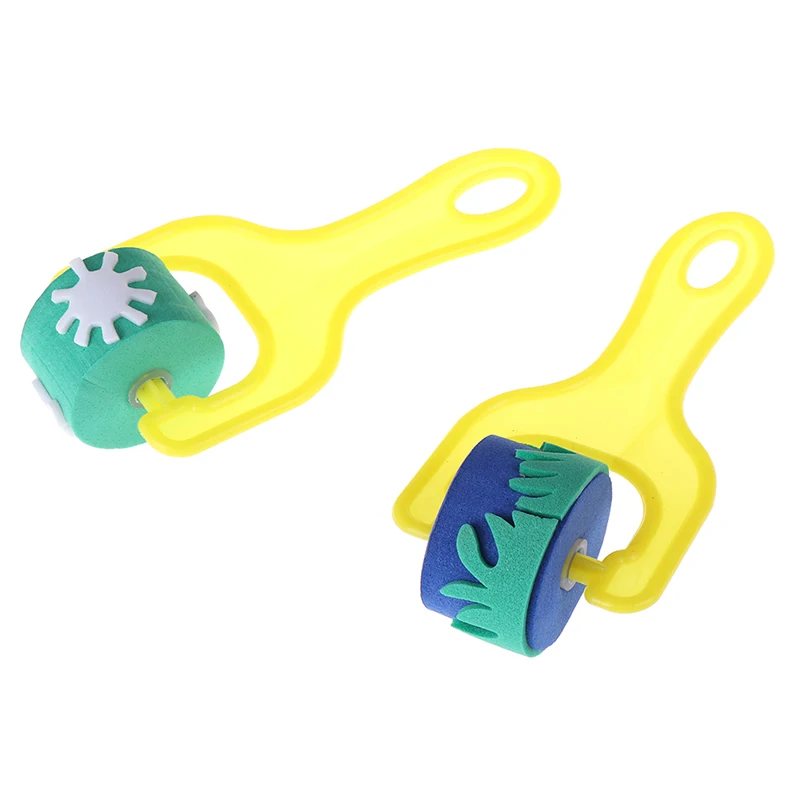 4 шт./компл. губчатая щетка роликовый узор пластиковая ручка кисти для рисования