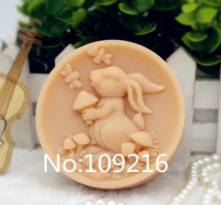 Новый продукт! 1 шт. кролик с грибом (zx194) силиконовые формы для мыла ручной работы