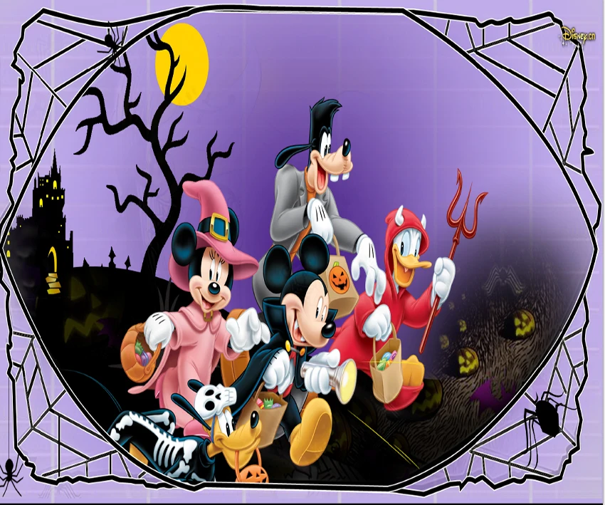 7x5FT Halloween Night Mansion Minnie Mickey Spider Web Custom Photo Studio Background Backdrop Vinyl 220cm x 150cm | Электроника