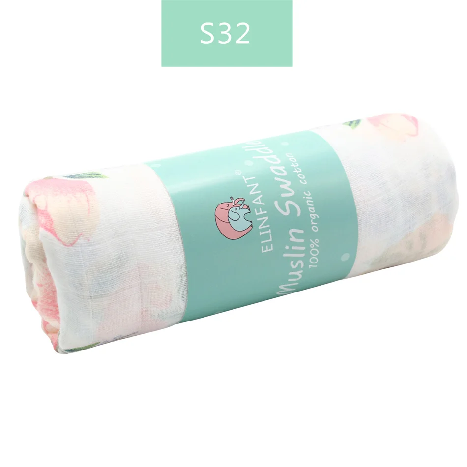 s32 Elinfant муслиновые хлопковые пеленки моющиеся детские блэнкеты для новорожденных детские одеяла черные и белые марлевые банные полотенца - Цвет: s32