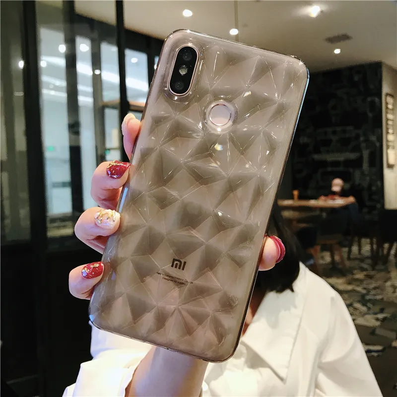 Чехол Lovebay с алмазной текстурой для Xiaomi 6X8 SE MIX 2S Pocophone F1 Redmi 4A 4X 5A 6 Pro Роскошный ультра тонкий мягкий прозрачный чехол для телефона - Цвет: transparent black