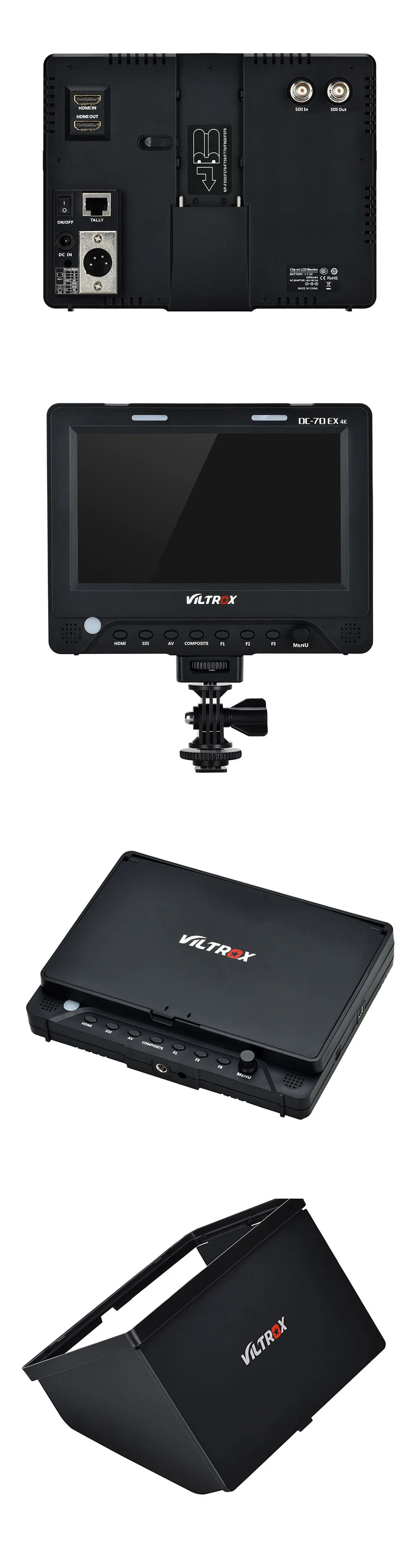 Viltrox DC-70EX 7 ''4 K Профессиональная HD камера видео монитор ЖК-дисплей 1024*600 HDMI SDI вход для DSLR Canon Nikon видеокамеры