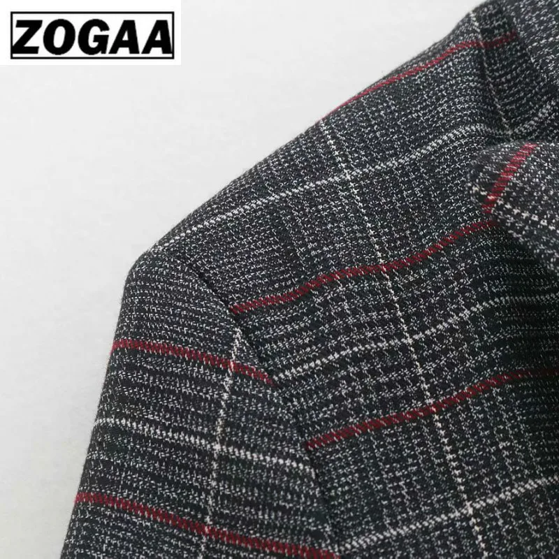 ZOGGA однотонный уличный клетчатый Повседневный тонкий Женский блейзер высокое