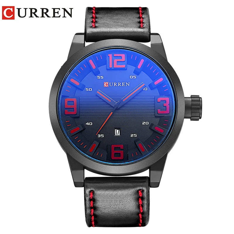 CURREN 8241 повседневные модные наручные часы с кожаным ремешком водонепроницаемые