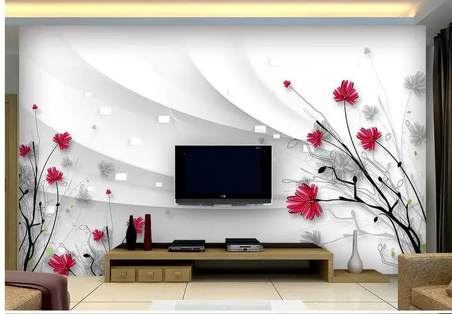 Пользовательские фото обои 3d ТВ настенная бумага красивые цветы hd ручная роспись