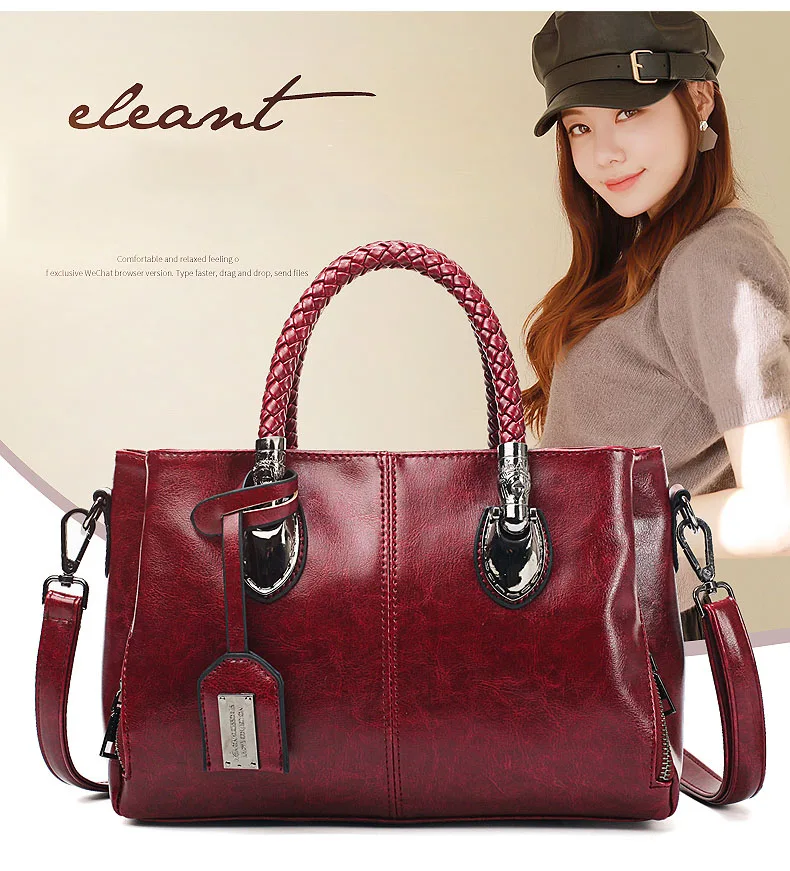 KMFFLY Новая модная женская сумка-мессенджер роскошная женская сумка из восковой кожи вместительная сумка-тоут Ретро Женские сумки через плечо
